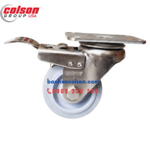 Bánh xe cao su có khóa d75 càng inox 2-3356SS-444-BRK4