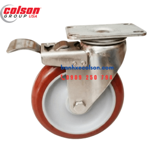 Bánh xe có khóa pu d125 càng inox 2-5456-944-BRK4