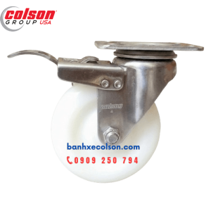 Bánh xe inox 304 có khóa Nylon d100 2-4456-254-BRK4