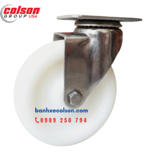 Bánh xe nhựa trắng d125 càng inox 304 xoay 2-5456-254
