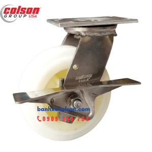 Bánh xe lăn càng inox có khóa Nylon d150 4-6409-824-BRK3