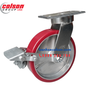 Bánh xe đẩy khóa đạp tải nặng PU lõi Nhôm 200mm 6-8279-939-BK180